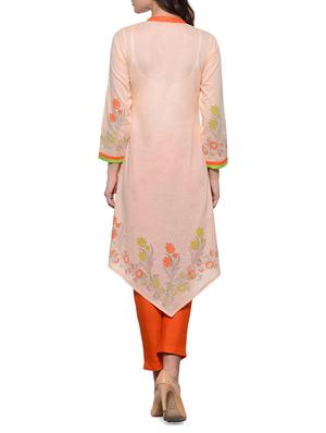 peach cotton kurta - 11698408 - Standard Image - 3