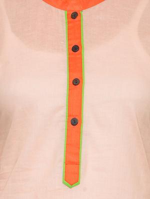 peach cotton kurta - 11698408 - Standard Image - 4