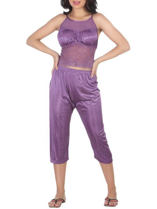 purple satin nightwear set - 11702717 - Standard Image - 1
