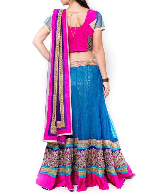 blue net lehenga - 11703423 - Zoom Image - 2
