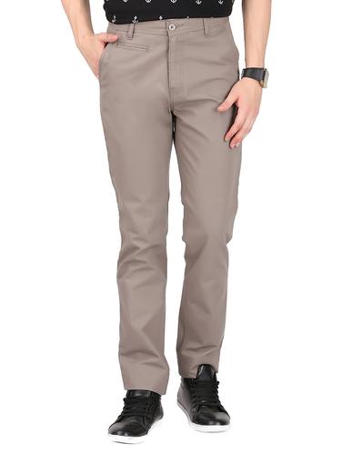 solid beige cotton casual trouser - 11704435 - Very Small Image - 1