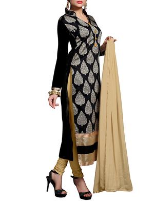 black beige dress material - 11705109 - Standard Image - 2