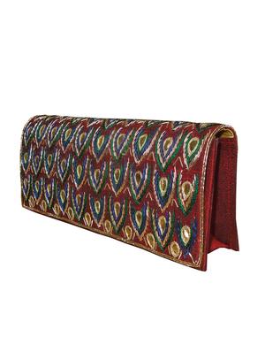 red faux silk clutch - 11706880 - Standard Image - 5