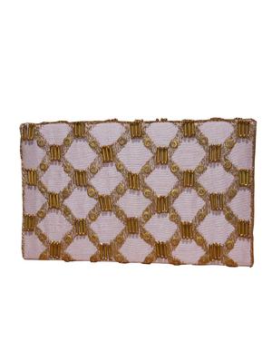 pink embroidered faux silk clutch - 11706882 - Standard Image - 2
