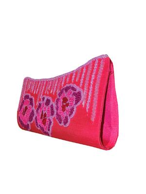 pink embellished faux silk clutch - 11706891 - Standard Image - 5
