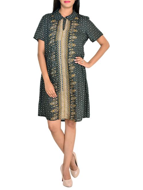gathered detail printed shift dress - 11707151 - Standard Image - 1