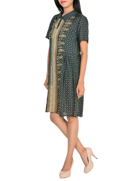 gathered detail printed shift dress - 11707151 - Zoom Image - 2