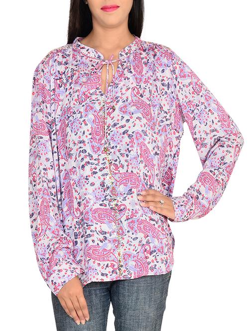 tie knot neck paisley top - 11707164 - Standard Image - 1