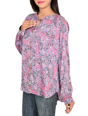 tie up neck paisley high low tunic - 11707165 - Standard Image - 2