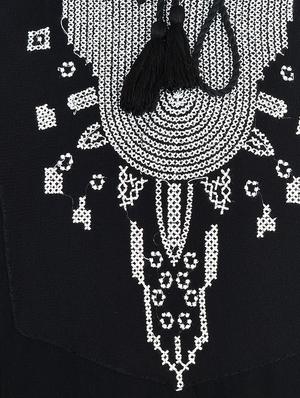 tassel tie-up neck embroidered detail tunic - 11707180 - Standard Image - 4