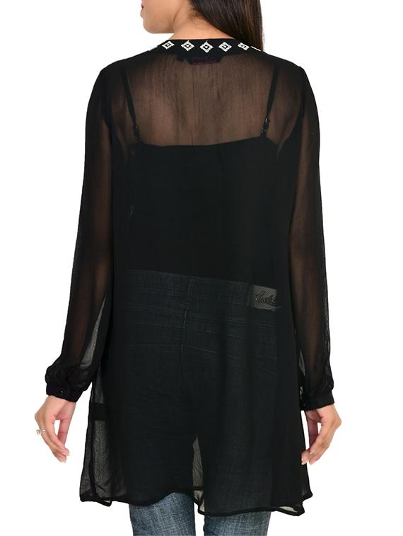 tassel tie-up neck embroidered detail tunic - 11707180 - Zoom Image - 3