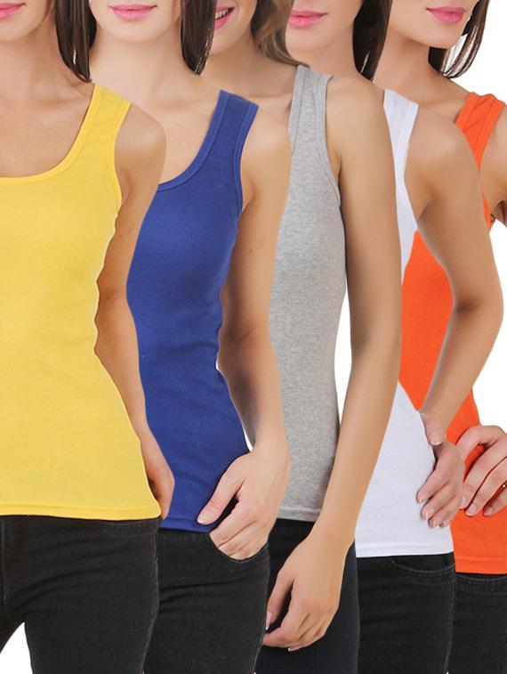 multi colored cotton tank tee set of 5 - 11707304 - Zoom Image - 1