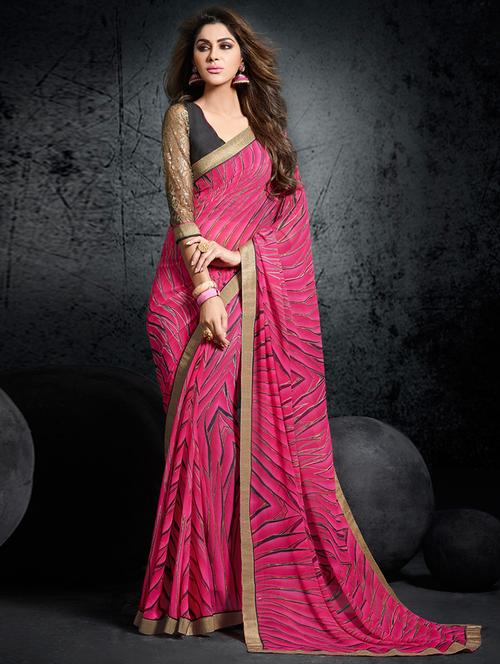lace bordered leheriya printed saree with blouse - 11714724 - Standard Image - 1
