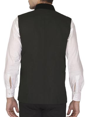 black cotton nehru jacket - 11714745 - Standard Image - 2