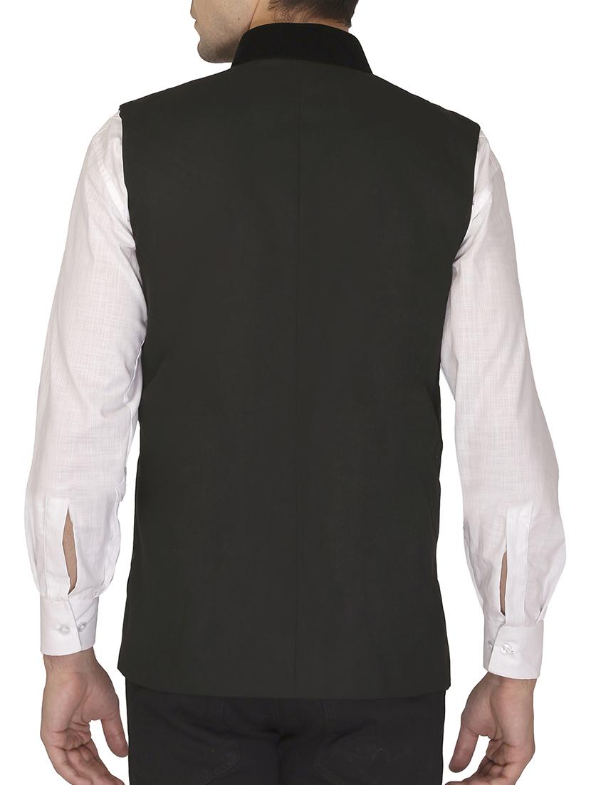 black cotton nehru jacket - 11714745 - Zoom Image - 2