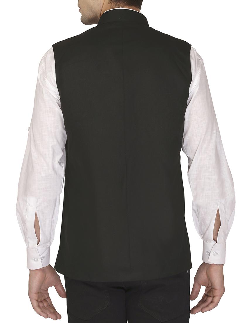 black cotton nehru jacket - 11714747 - Zoom Image - 2