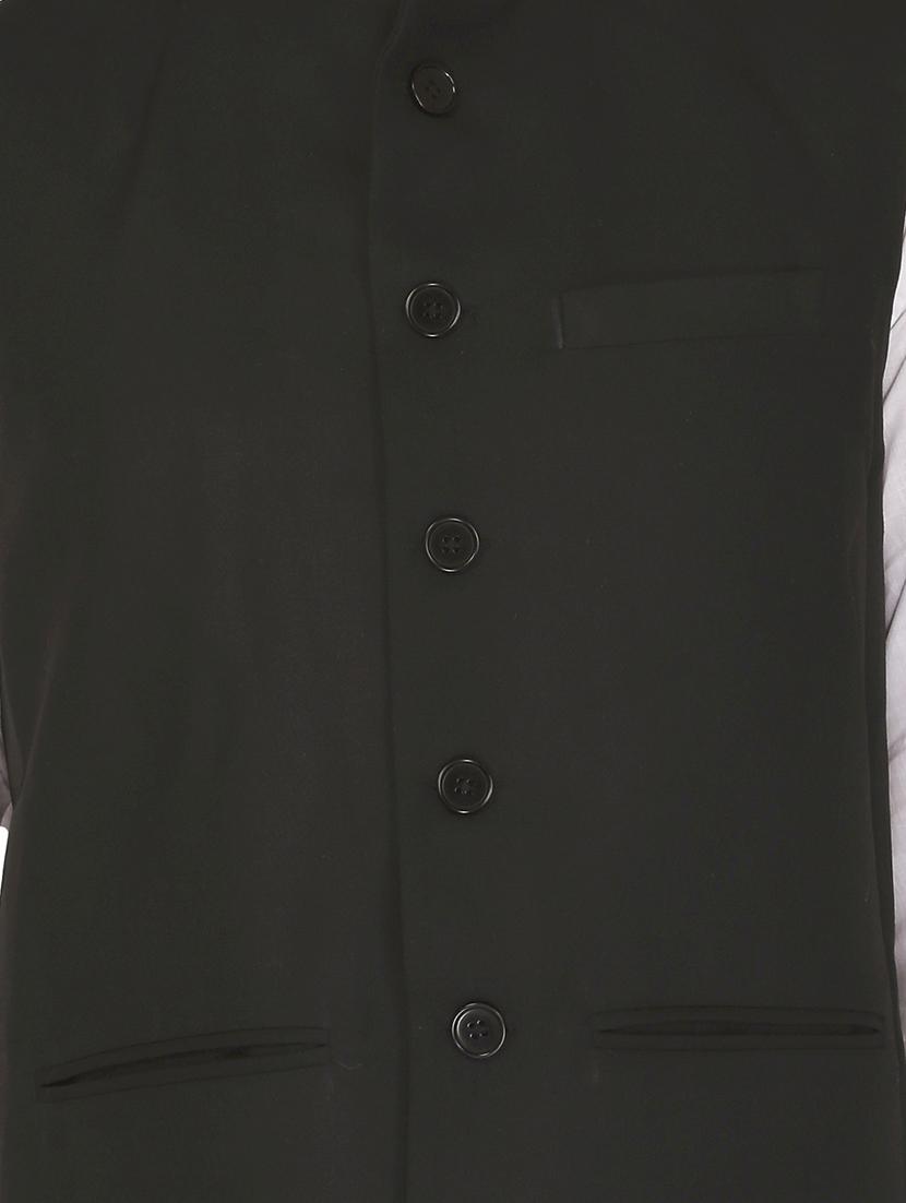 black cotton nehru jacket - 11714747 - Zoom Image - 3
