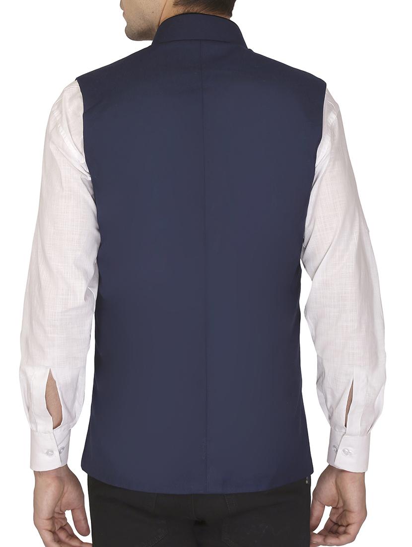 blue cotton nehru jacket - 11714750 - Zoom Image - 2