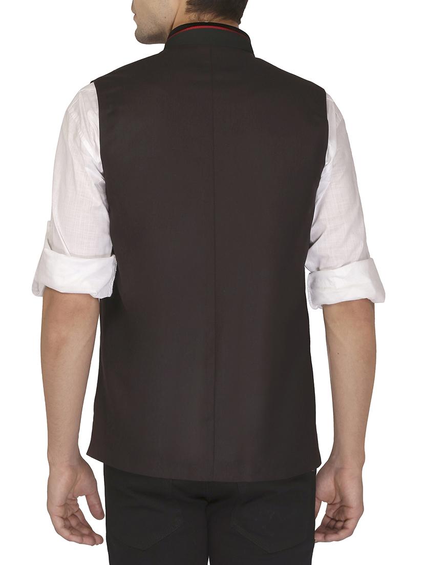 black cotton nehru jacket - 11714755 - Zoom Image - 2
