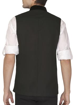 black cotton nehru jacket - 11714756 - Standard Image - 2