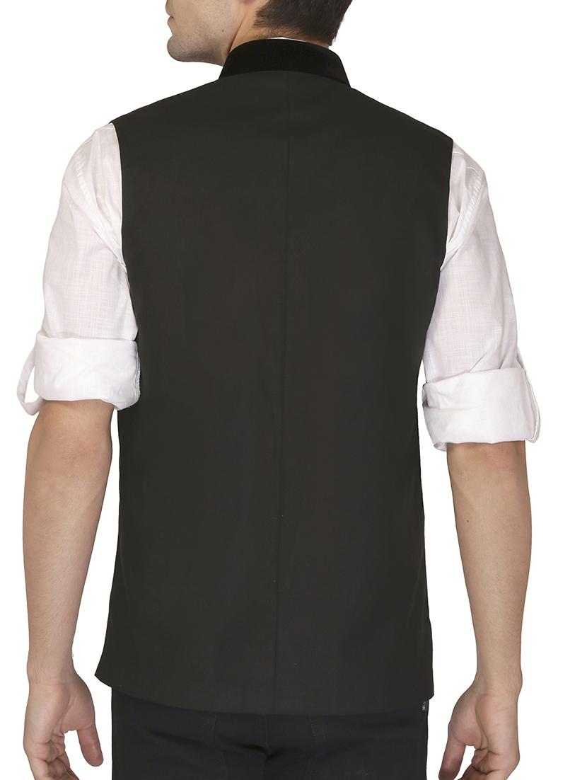 black cotton nehru jacket - 11714756 - Zoom Image - 2