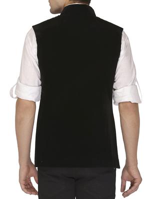 black velvet nehru jacket - 11714757 -  Standard Image - 1