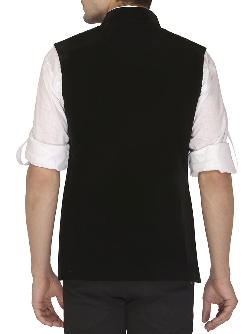 black velvet nehru jacket - 11714757 - Zoom Image - 2