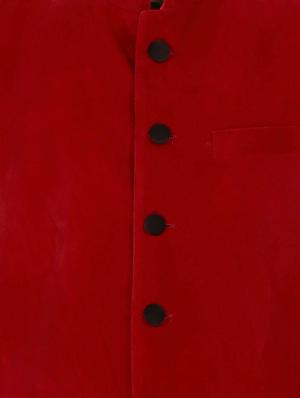 solid red velvet nehru jacket - 11714760 - Standard Image - 3
