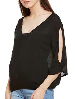 solid black rayon top - 11715190 - Standard Image - 2