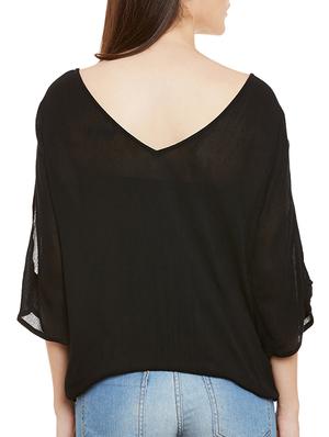 solid black rayon top - 11715190 - Standard Image - 3