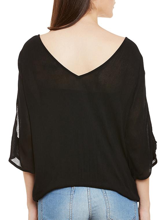 solid black rayon top - 11715190 - Zoom Image - 3