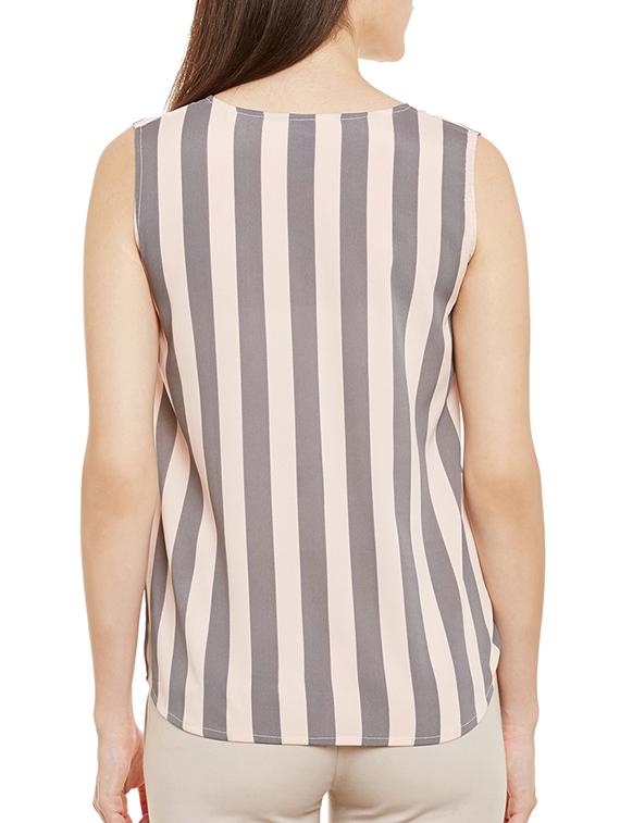 grey and beige striped wrap top - 11715194 - Zoom Image - 3