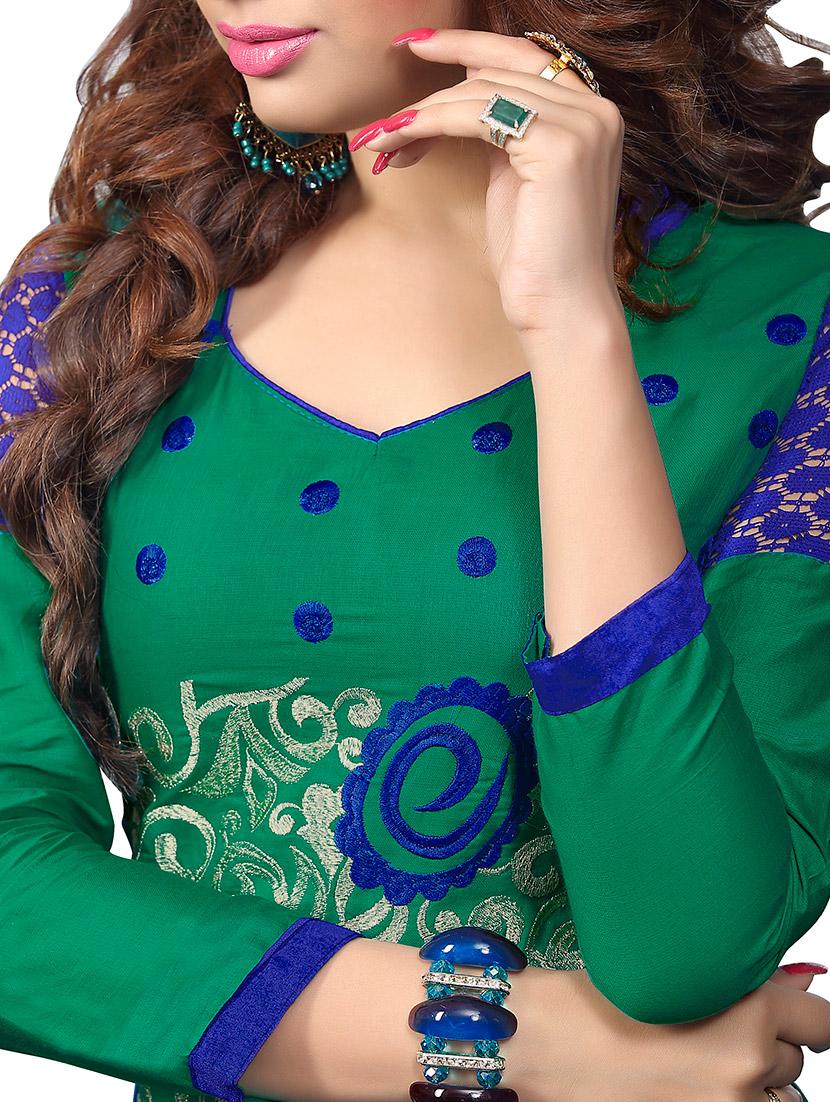 green cotton unstitched suit - 11716787 - Zoom Image - 2