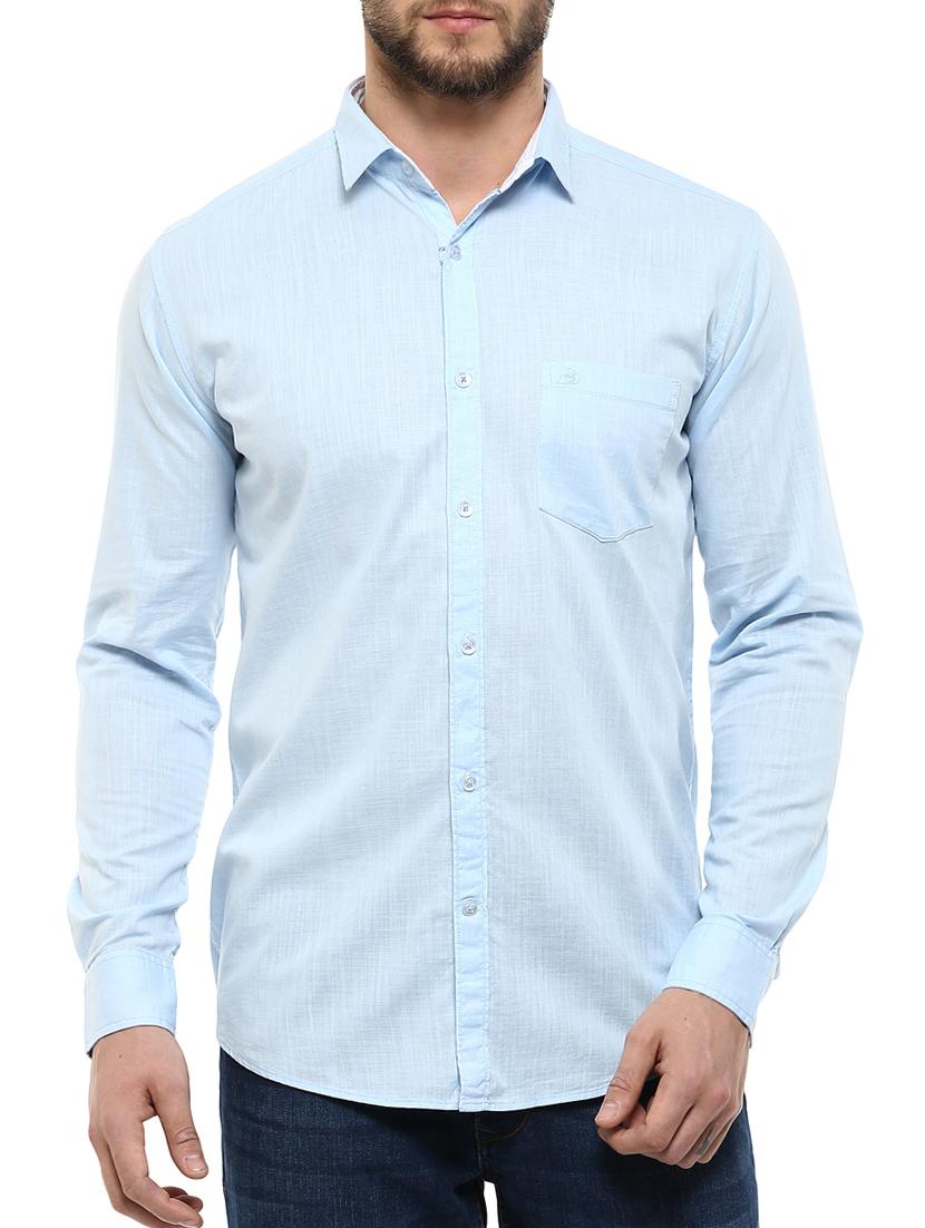 blue solid casual shirt - 11726436 - Zoom Image - 1