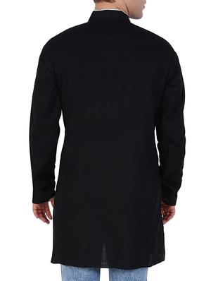solid black cotton kurta - 11727955 - Standard Image - 2