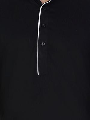 solid black cotton kurta - 11727955 - Standard Image - 3