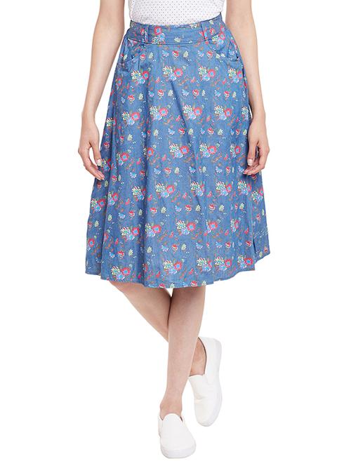 light blue floral printed cotton skirt - 11728055 - Standard Image - 1