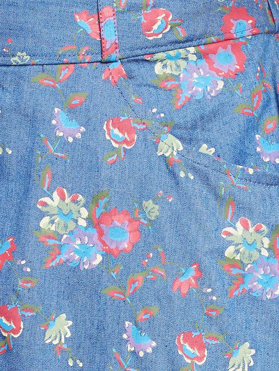 light blue floral printed cotton skirt - 11728055 - Zoom Image - 4