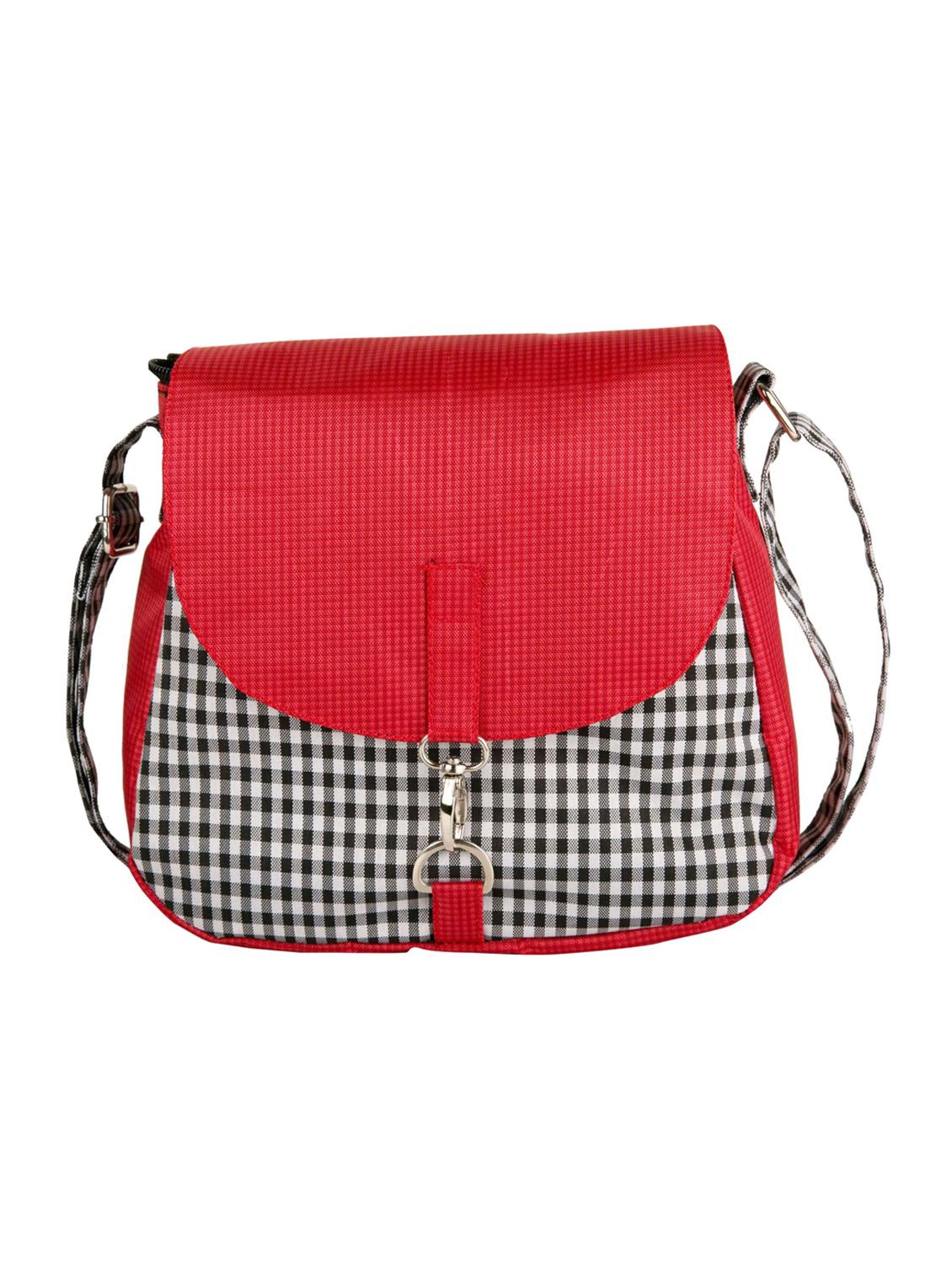 red leatherette check printed sling bag - 11734883 - Zoom Image - 1