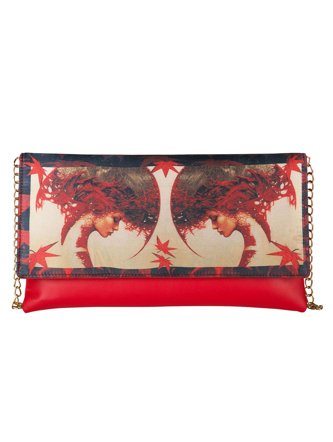 red leatherette printed clutch - 11734918 - Zoom Image - 1