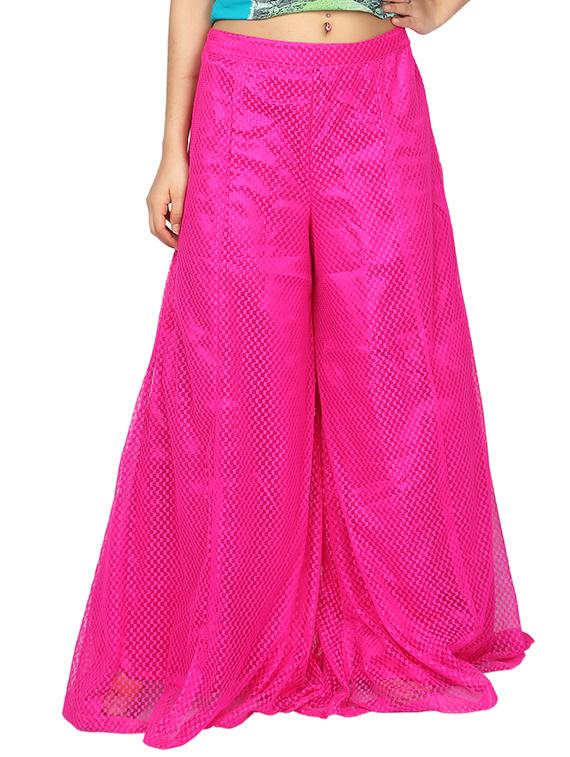 solid pink net palazzo - 11738510 - Zoom Image - 1