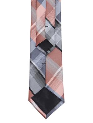 peach and grey printed neck tie - 11740184 - Standard Image - 3