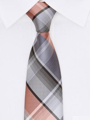 peach and grey printed neck tie - 11740184 - Standard Image - 4