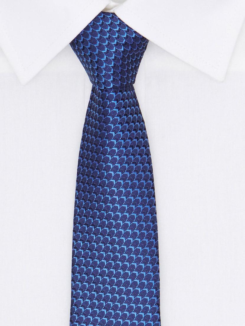 royal blue textured microfibre neck tie - 11740186 - Zoom Image - 4