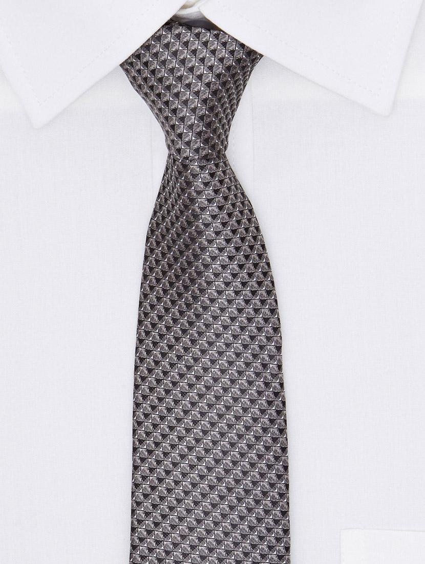 charcoal grey textured microfibre neck tie - 11740187 - Zoom Image - 4