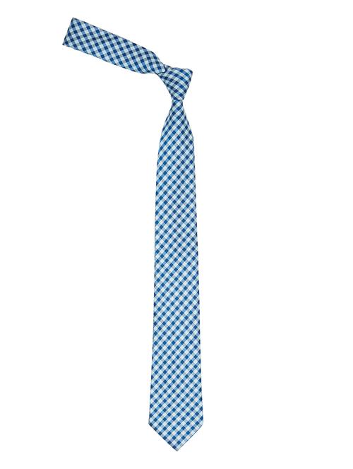 white and blue printed neck tie - 11740191 - Standard Image - 1