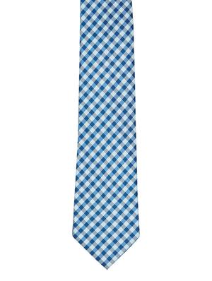 white and blue printed neck tie - 11740191 - Standard Image - 2