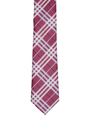 maroon and grey printed neck tie - 11740194 - Standard Image - 2
