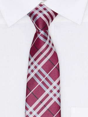 maroon and grey printed neck tie - 11740194 - Standard Image - 4
