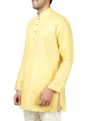 solid yellow cotton kurta - 11741524 - Standard Image - 2